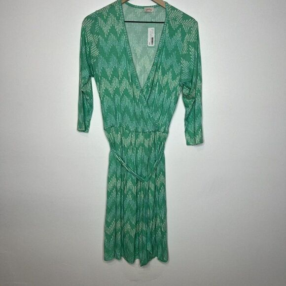 Pixley Stitch Fix Ohara Faux Wrap Chevron Print Dress Size XL Light Green New - Picture 1 of 6